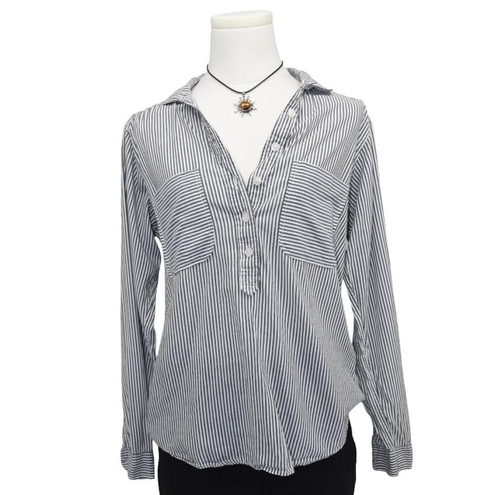 Abercrombie & Fitch Preppy Striped Popover Shirt Minimalist Sz S